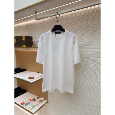 루이비통 스몰 화이트 로고 자수 니트 반팔 티셔츠 (X공장)