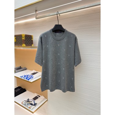 루이비통 스몰 그레이 로고 자수 니트 반팔 티셔츠 (X공장)