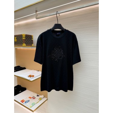 루이비통 블랙 플라워 다미에 라운드넥 반팔 티셔츠 (X공장)