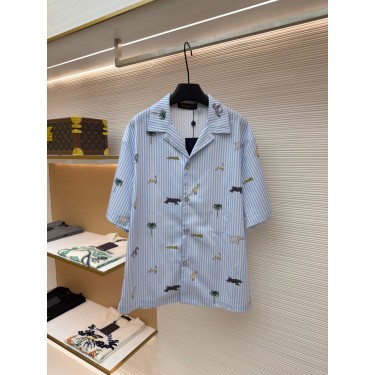 루이비통 동식물 레트로 패턴 스트라이프 반팔 셔츠 (X공장)