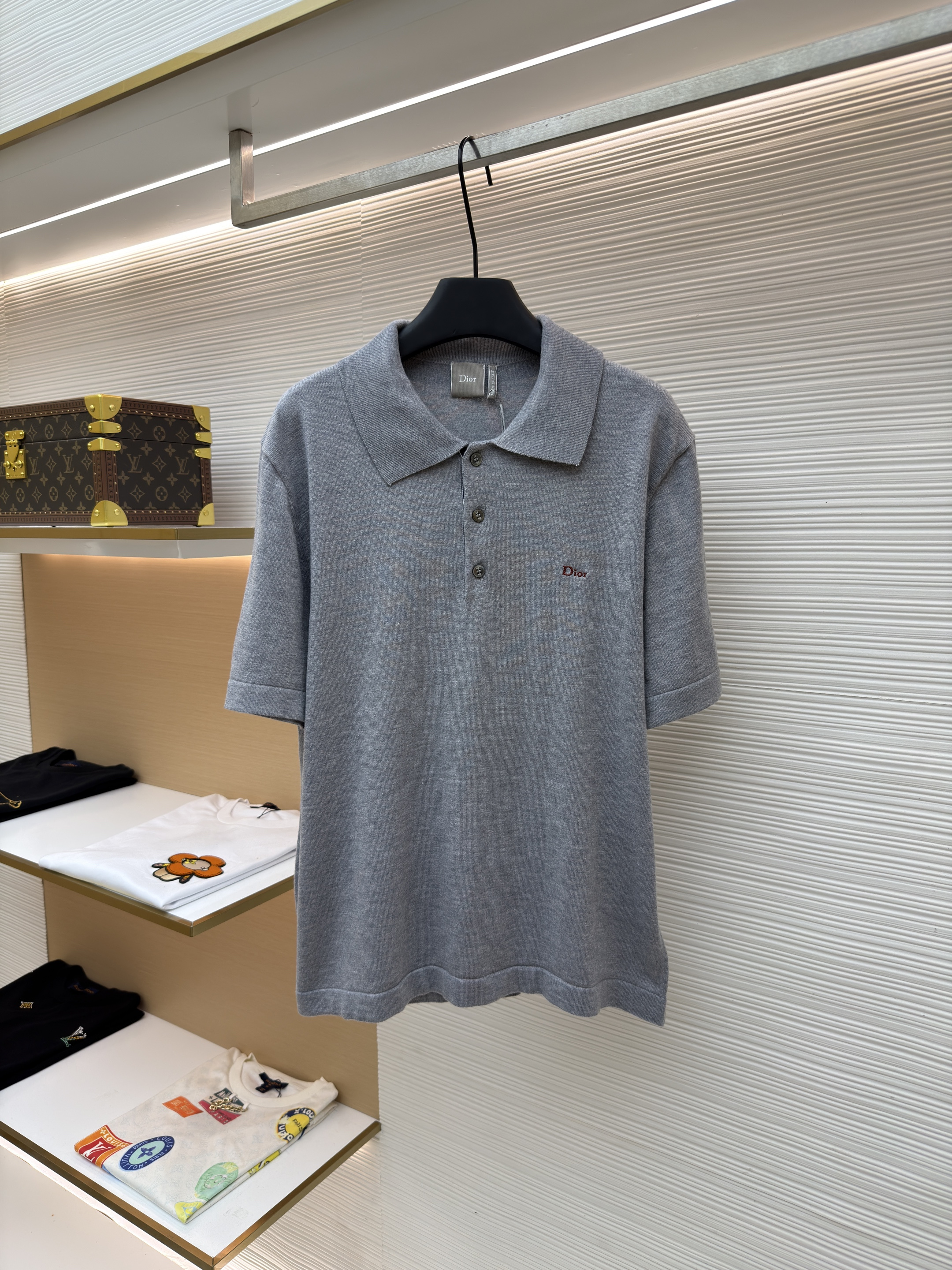 디올 로고 자수 니트 반팔 카라 폴로 티셔츠 (X공장)