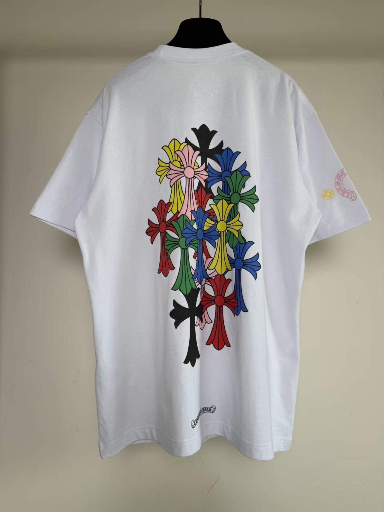 크롬하츠 컬러 크로스 반팔 티셔츠 화이트