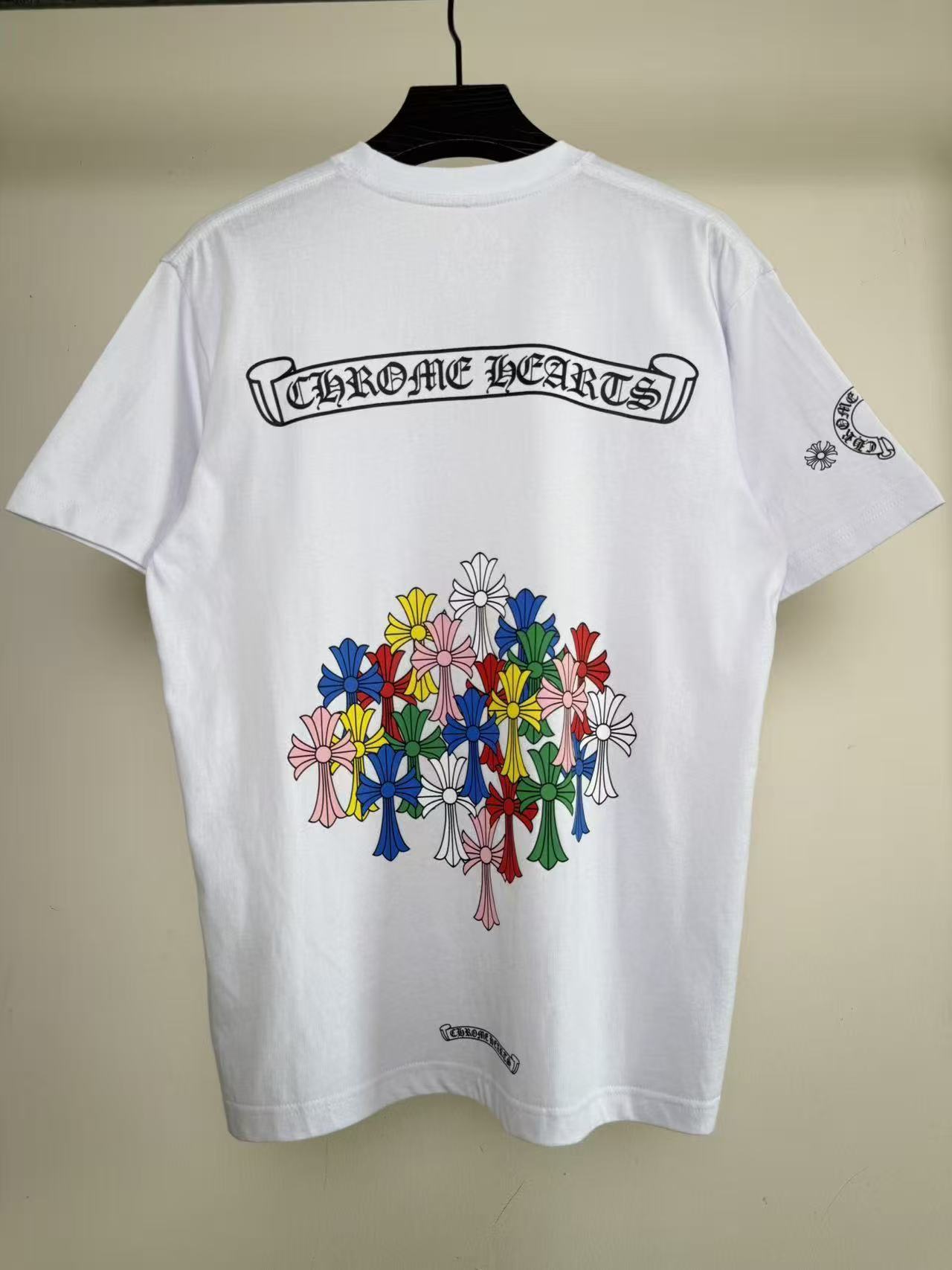 크롬하츠 컬러 크로스 반팔 티셔츠 화이트