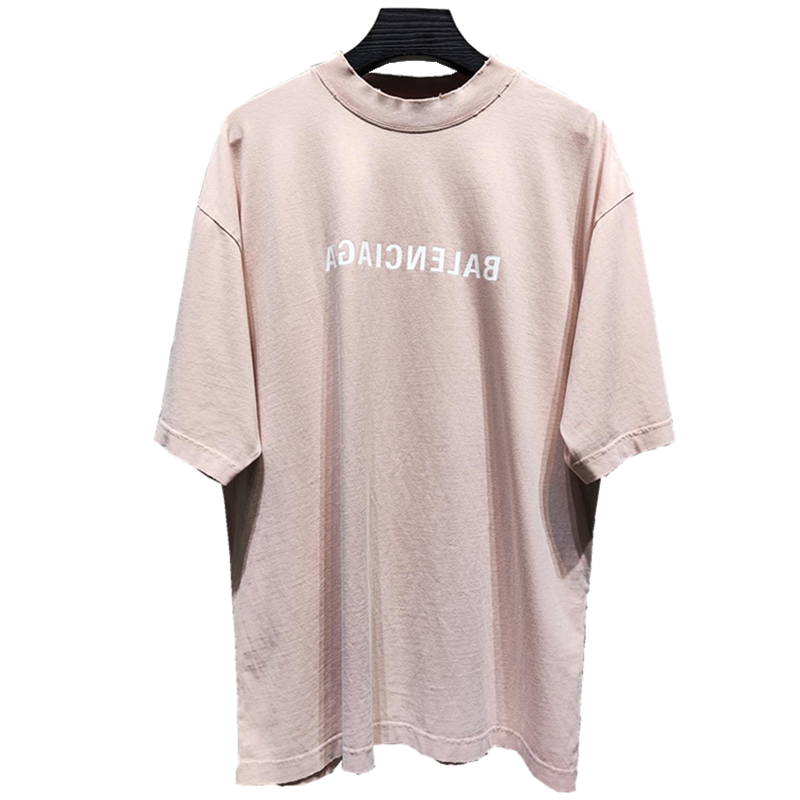 발렌시아가 미러 로고 반팔 티셔츠 핑크